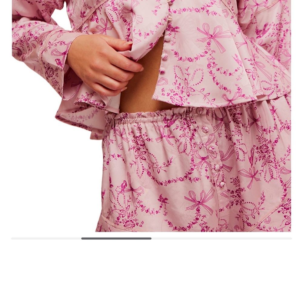 Free People Pink Patterned Women's Pajama Shorts Set - Picture 2 of 4
